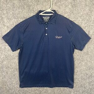 Barstool Sports Golf Polo Shirt Men's XL Navy Blue White Star‎ Print Performance